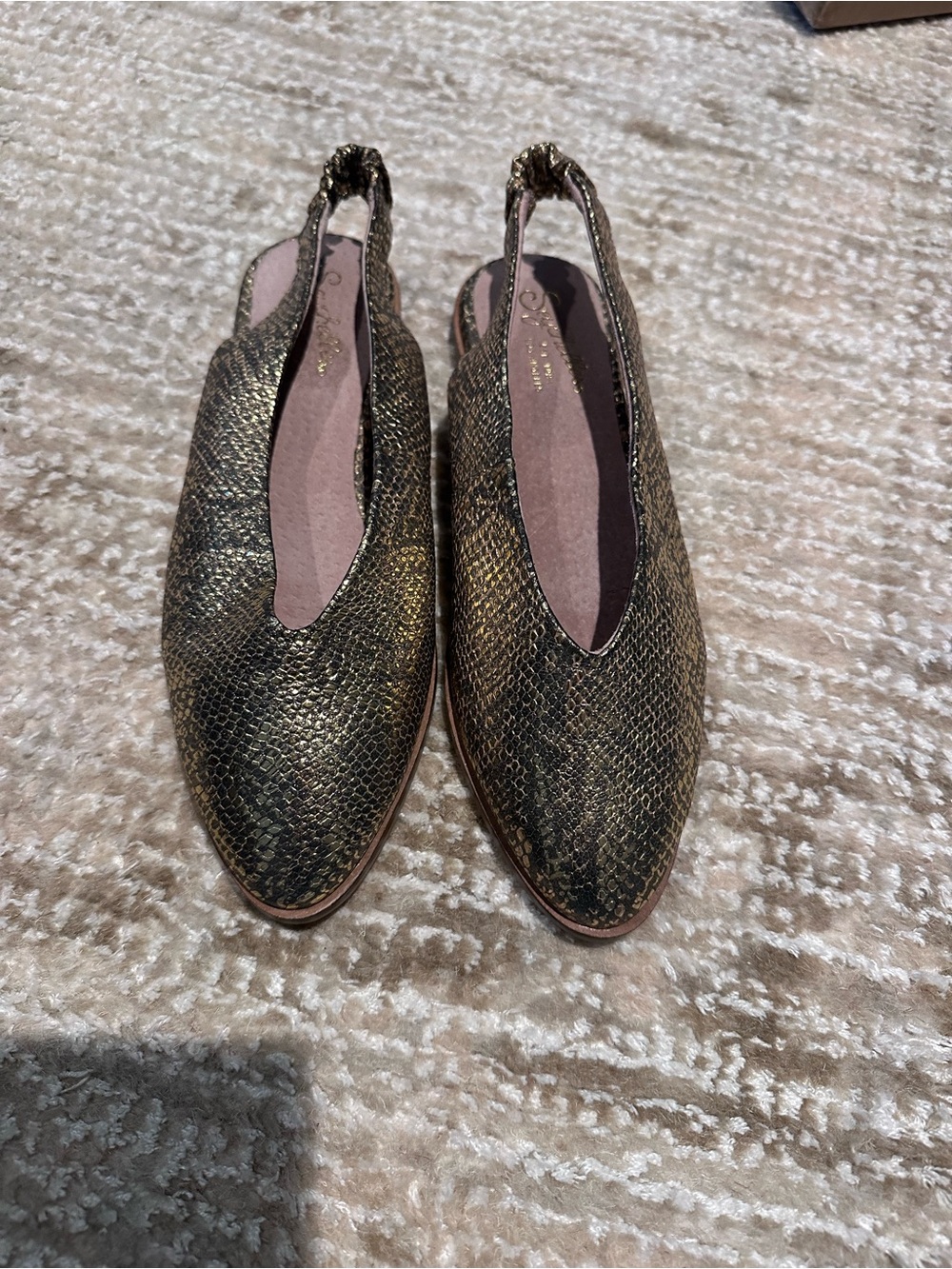 Seychelles Metallic Gold Textured Slingback Flats